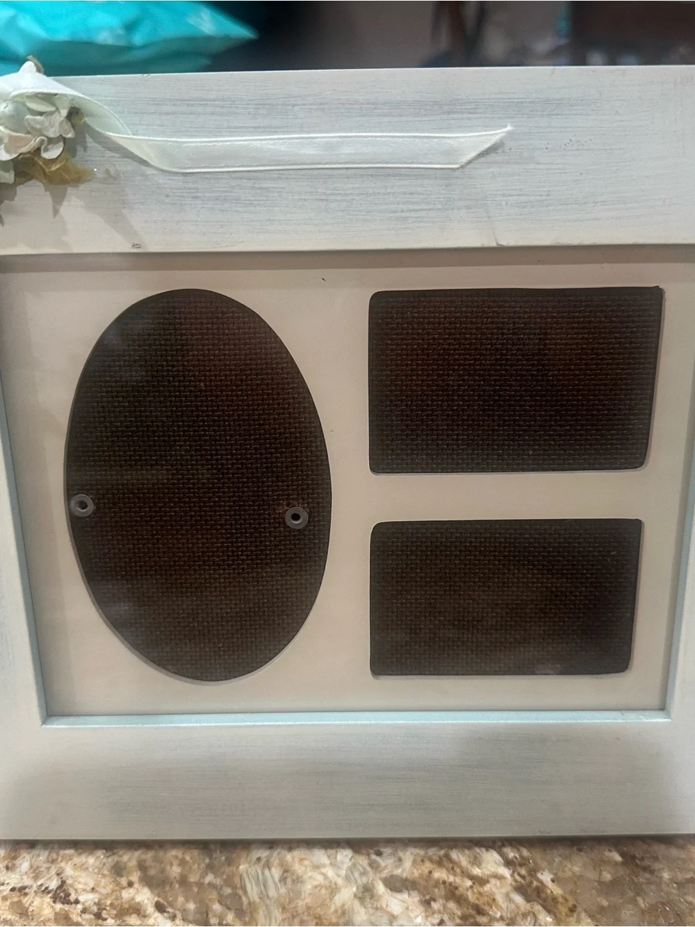 Shabby Chic Collage Frame. Holds 1- 3x5 & 2- 2x2 Photos